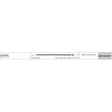 Cavo acceleratore HONDA rasaerba HRA 214-216 cavo 1325 mm guaina 1230 mm | NewgardenParts.com