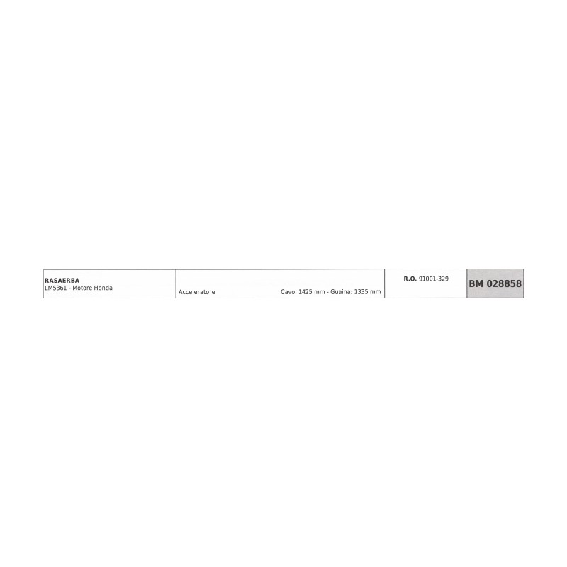 Cavo acceleratore KAAZ rasaerba LM5361 - motore Honda cavo 1425mm guaina 1335mm