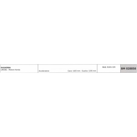 Cavo acceleratore KAAZ rasaerba LM5361 - motore Honda cavo 1425mm guaina 1335mm | NewgardenParts.com