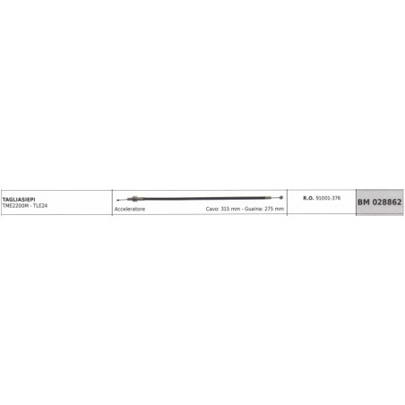 Cavo acceleratore KAAZ tagliasiepe TME2200M TLE24 cavo 315 mm guaina 275 mm | NewgardenParts.com