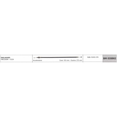 KAAZ TME2200M TLE24 câble d'accélérateur 315 mm gaine 275 mm | NewgardenParts.com