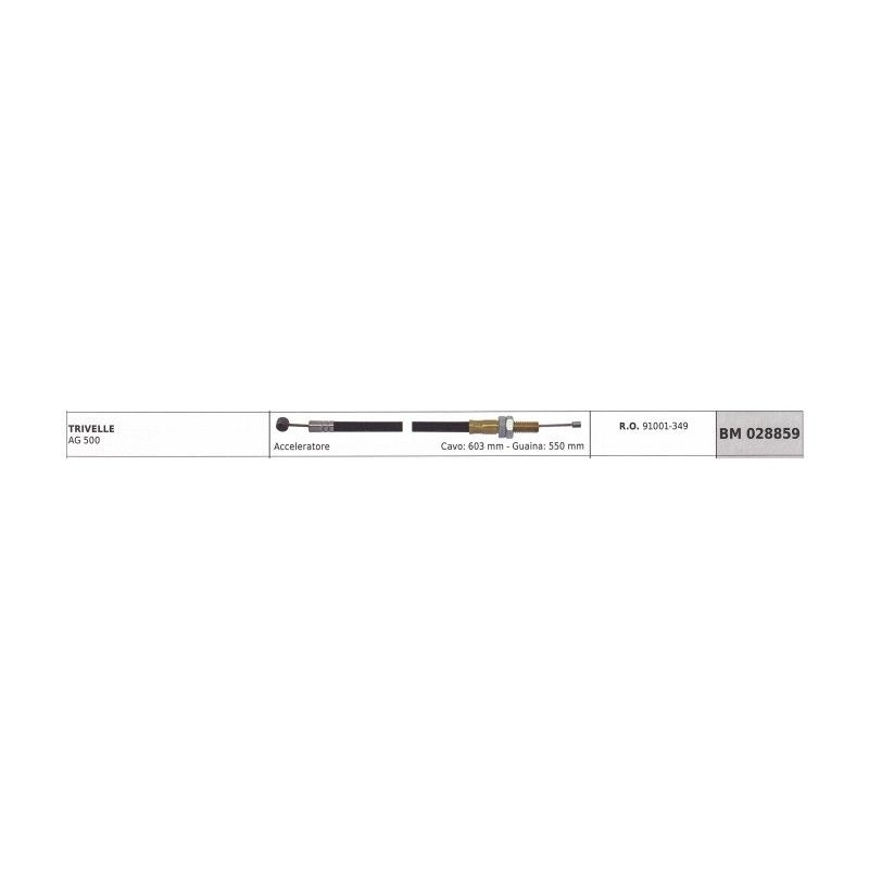 Cavo acceleratore KAAZ trivella AG500 cavo 603 mm guaina 550 mm