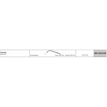 Cavo acceleratore KAWASAKI decespugliatore serie TD cavo 205 mm guaina 90 mm | NewgardenParts.com