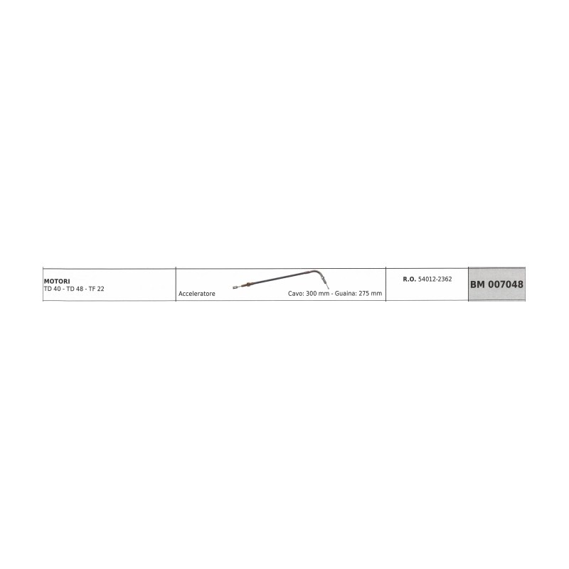 Cavo acceleratore KAWASAKI decespugliatore TD40 TD48 cavo 300 mm guaina 275 mm