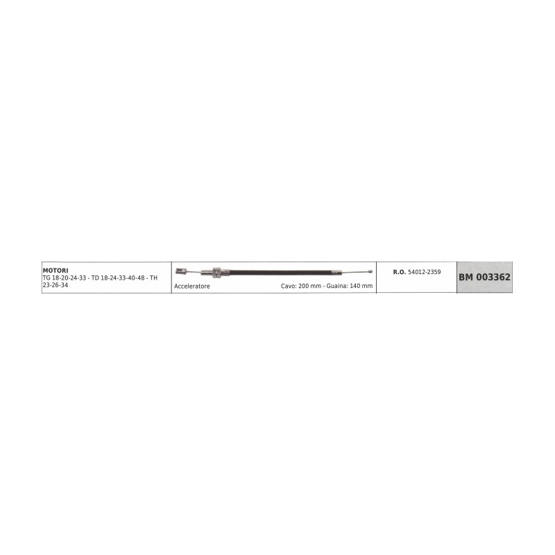 Cavo acceleratore KAWASAKI decespugliatore TG18 TD24 cavo 200 mm guaina 140 mm