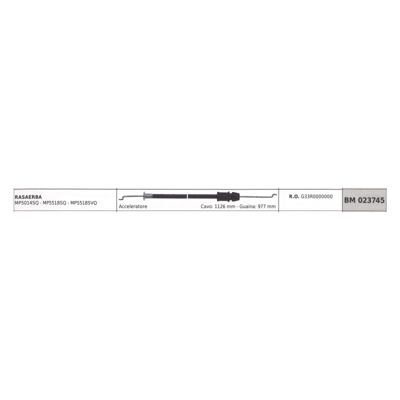 MAORI Rasenmäher MP5014SQ MP5518SQ Gaszug 1126mm Kabelummantelung 977mm