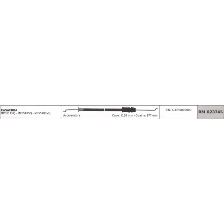 Cavo acceleratore MAORI rasaerba MP5014SQ MP5518SQ cavo 1126 mm guaina 977 mm | NewgardenParts.com