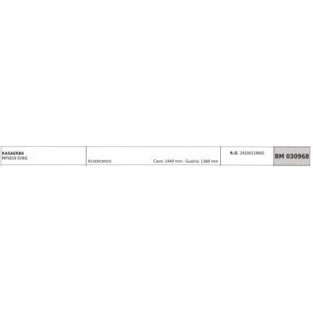 MAORI Rasenmäher MP5819 SVBQ Gaspedalkabel 1449mm Kabelummantelung 1369mm | NewgardenParts.com