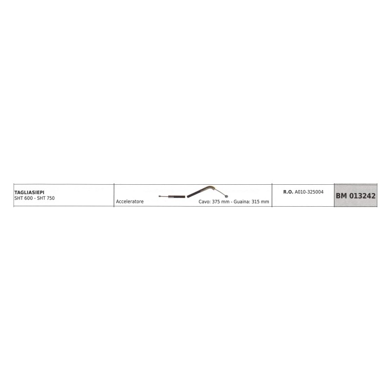 Cavo acceleratore MAORI tagliasiepe SHT600 - SHT750 cavo 375 mm guaina 315 mm