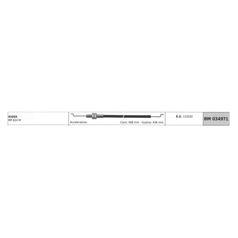 Cavo acceleratore MAORI trattorino rider MP 824 M cavo 468 mm guaina 436 mm