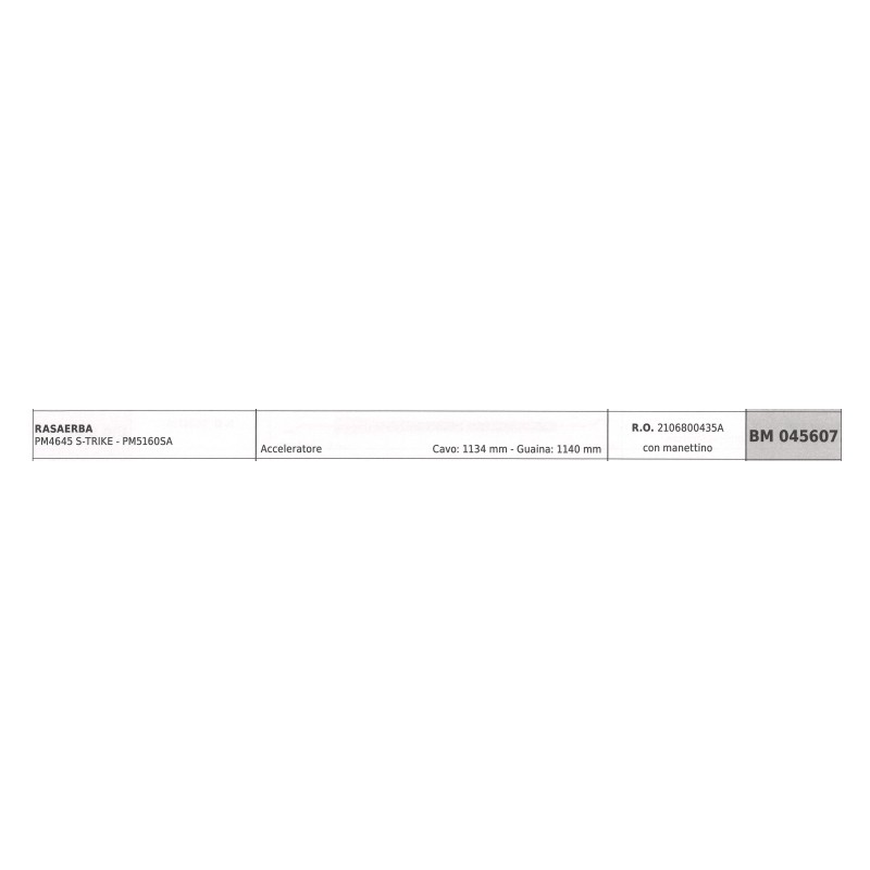 MOWOX Rasenmäher Gaszug PM5160SA Kabel 1134 mm Kabelummantelung 1140 mm