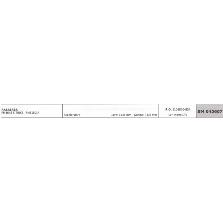 MOWOX Rasenmäher Gaszug PM5160SA Kabel 1134 mm Kabelummantelung 1140 mm | NewgardenParts.com