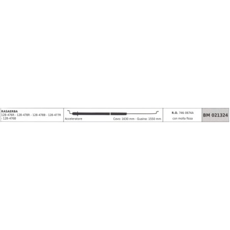 Cavo acceleratore MTD rasaerba 128-476R - 128-478R cavo 1630 mm guaina 1550 mm | NewgardenParts.com