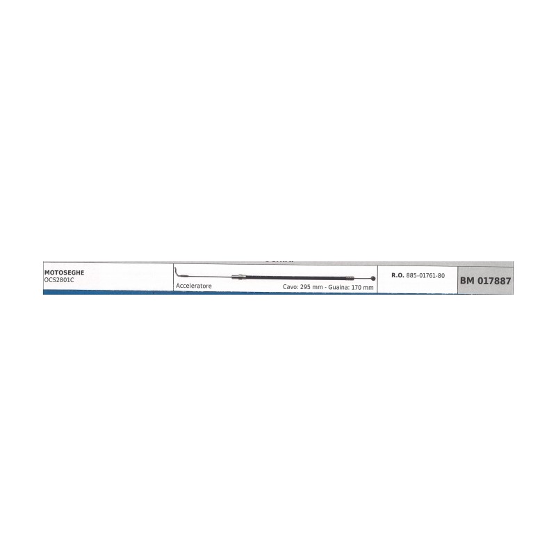 OCHIAI chainsaw OCS2801C throttle cable 295 mm cable 170 mm sheath