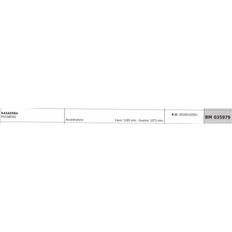 Cavo acceleratore PROGREEN rasaerba PG5380SQ cavo 1185 mm guaina 1073 mm | NewgardenParts.com