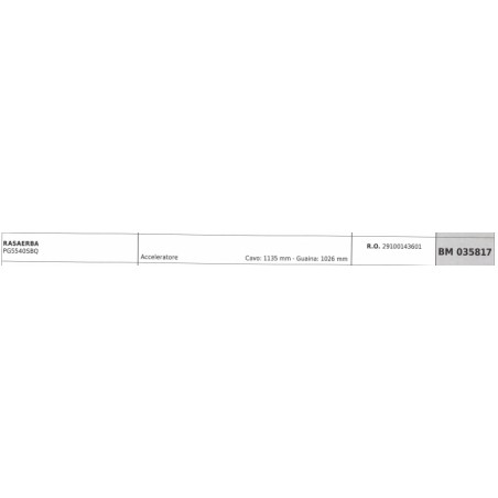 Cavo acceleratore PROGREEN rasaerba PG5540SBQ cavo 1135 mm guaina 1026 mm | NewgardenParts.com