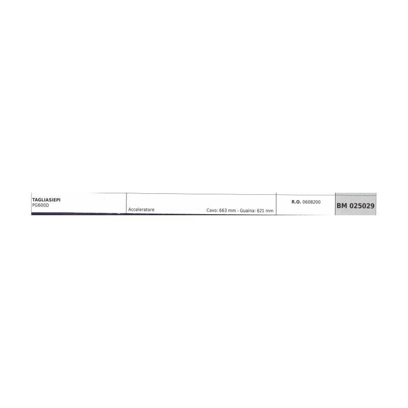 Cavo acceleratore PROGREEN tagliasiepe PG600D cavo 663 mm guaina 621 mm