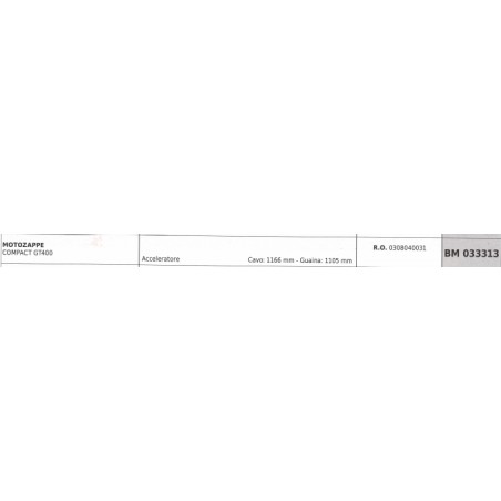 Cable acelerador PUBERT grada rotativa COMPACT GT400 cable 1166 mm funda 1105 mm | NewgardenParts.com