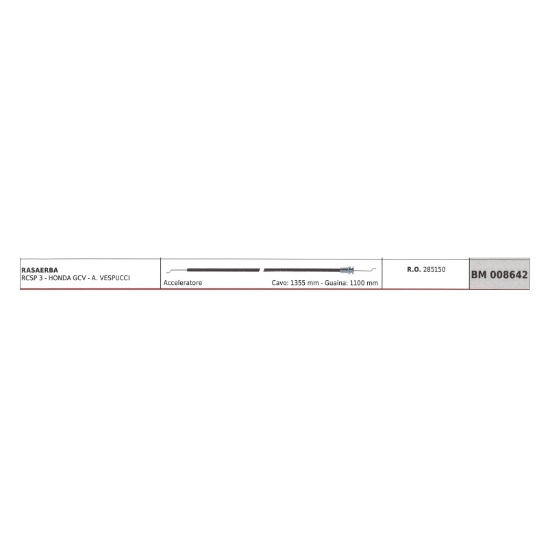 Cavo acceleratore SANDRIGARDEN rasaerba RCSP3 HONDAGCV cavo 1355mm guaina 1100mm