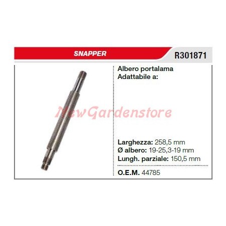 Albero portalama SNAPPER tagliaerba rasaerba tosaerba R301871 | NewgardenParts.com