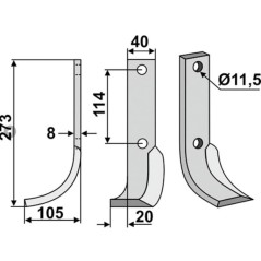 Lama zappa motocoltivatore motozappa fresa 350-240 350-239 dx sx HOWARD 273mm | NewgardenParts.com