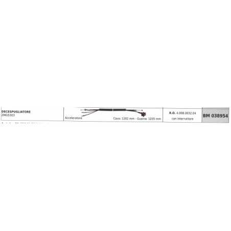 Câble accélérateur de débroussailleuse ZOMAX ZMG5303 câble 1202mm gaine 1035mm | NewgardenParts.com