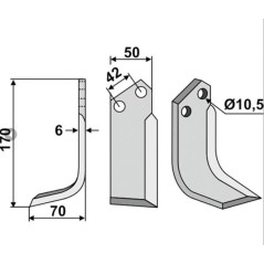 Lama zappa motocoltivatore motozappa fresa 350-244 350-243 NIBBI BRUNO 170 mm | NewgardenParts.com