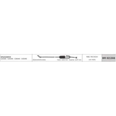 Cavo azionamento lame MTD spazzaneve 524SWE 526SWE cavo 1222 mm guaina 1137 mm | NewgardenParts.com