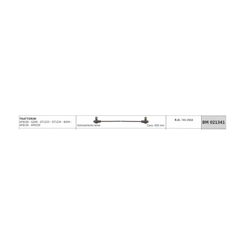 Câble d'entraînement des lames de tracteur MTD AF9150 G200 GT1223 604H AF6150 câble 430 mm