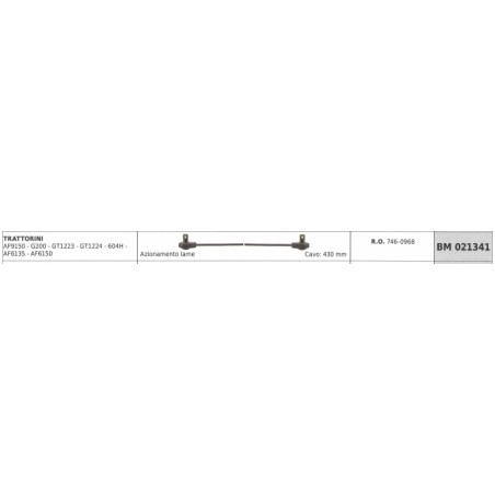 Cavo azionamento lame MTD trattorino AF9150 G200 GT1223 604H AF6150 cavo 430 mm | NewgardenParts.com