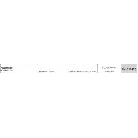 Cavo azionamento lame REQUES ET LECOEUR falciatrice RL115 guaina 1400mm Ø8mm | NewgardenParts.com