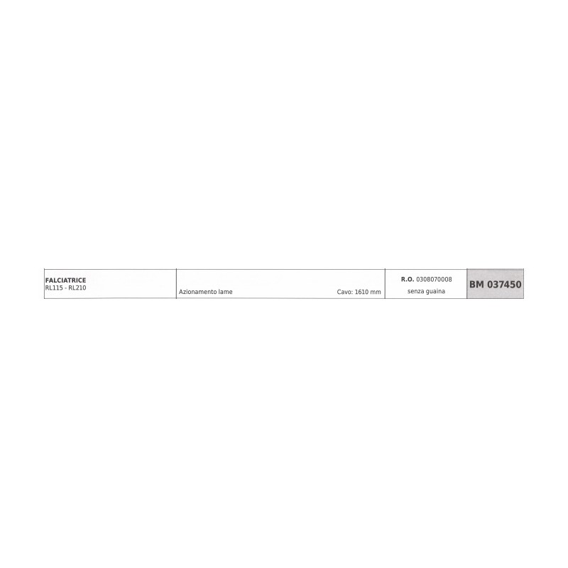 Cavo azionamento lame REQUES ET LECOEUR falciatrice RL115 RL210 cavo 1610 mm