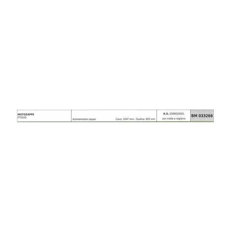 Cavo azionamento zappe JARDIMECA motozappa FTS100 cavo 1047 mm guaina 920 mm