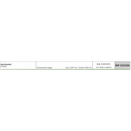 Cavo azionamento zappe JARDIMECA motozappa FTS100 cavo 1047 mm guaina 920 mm | NewgardenParts.com