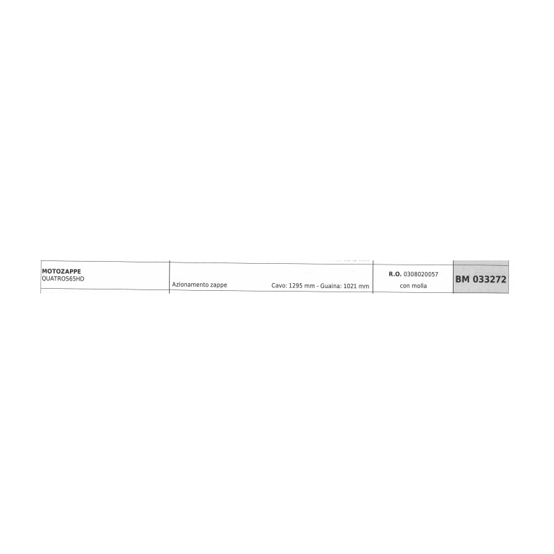 Cavo azionamento zappe PUBERT motozappa QUATROS65HD cavo 1295 mm guaina 1021 mm