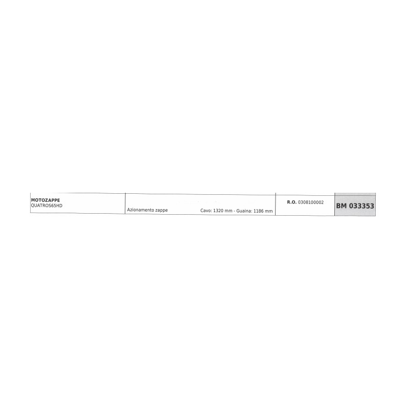 Cavo azionamento zappe PUBERT motozappa QUATROS65HD cavo 1320 mm guaina 1186 mm