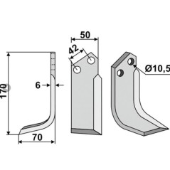 Lama zappa motocoltivatore motozappa fresa 350-244 350-243 NIBBI BRUNO 170 mm | NewgardenParts.com