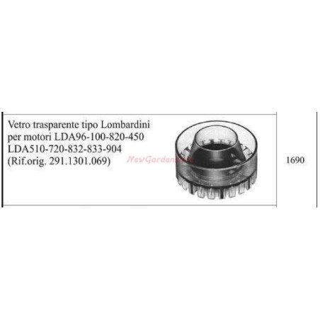 Vetro trasparente LOMBARDINI per motocoltivatore motori LDA96 100 820 1690 | NewgardenParts.com