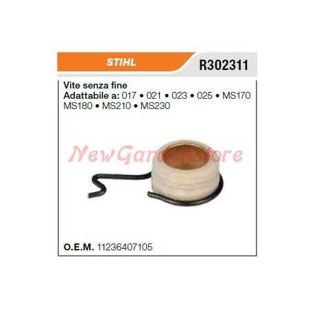 Bomba de aceite de tornillo final STIHL motosierra 017 021 023 025 MS170 R302311 | NewgardenParts.com