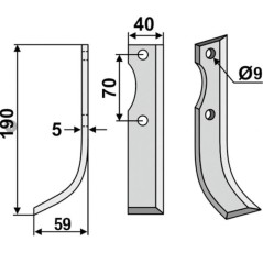 Lama zappa motocoltivatore motozappa fresa 350-330 350-331 dx sx GUTBROD 190mm | NewgardenParts.com