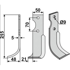 Lama zappa motocoltivatore motozappa fresa 350-563 350-562 AGRIA dx sx 215mm