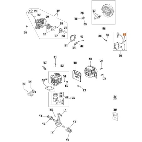 Cavo di stop motosega modelli GS630 ORIGINALE OLEOMAC 50020073R 50020062R | NewgardenParts.com