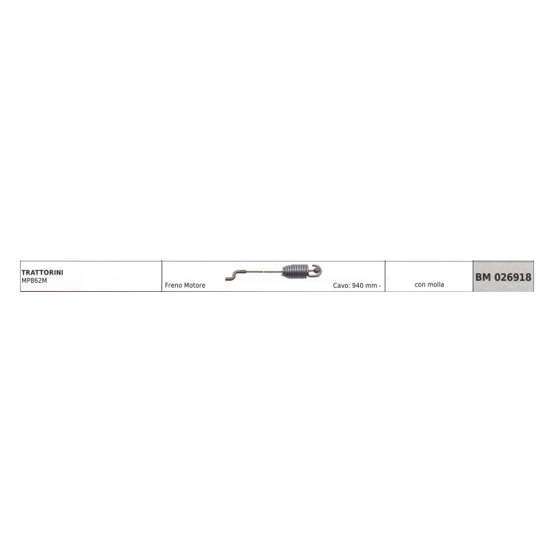 Cavo freno motore con molla MAORI trattorino MP862M cavo 940 mm codice 026918