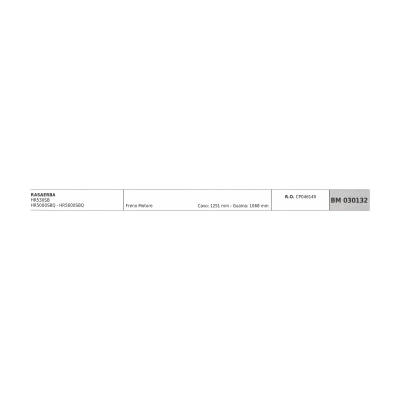 Cable de freno motor para cortacésped HARRY HR530SB - HR5000SBQ cable 1251 mm funda 1068 mm