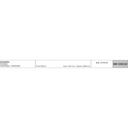 Cavo freno motore HARRY rasaerba HR530SB - HR5000SBQ cavo 1251mm guaina 1068mm | NewgardenParts.com