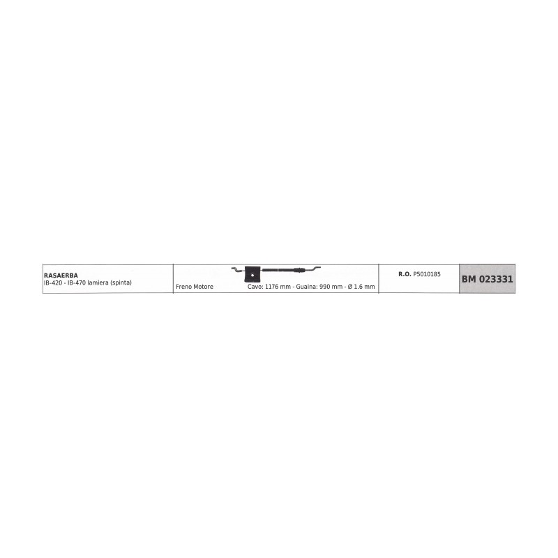 Cavo freno motore IBEA rasaerba IB-420 IB-470 cavo 1176mm guaina 990mm Ø 1,6mm