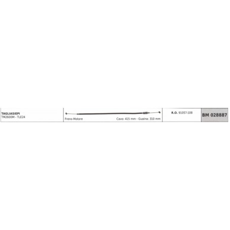 KAAZ câble frein moteur TM2600M TLE24 câble 415 mm gaine 310 mm | NewgardenParts.com