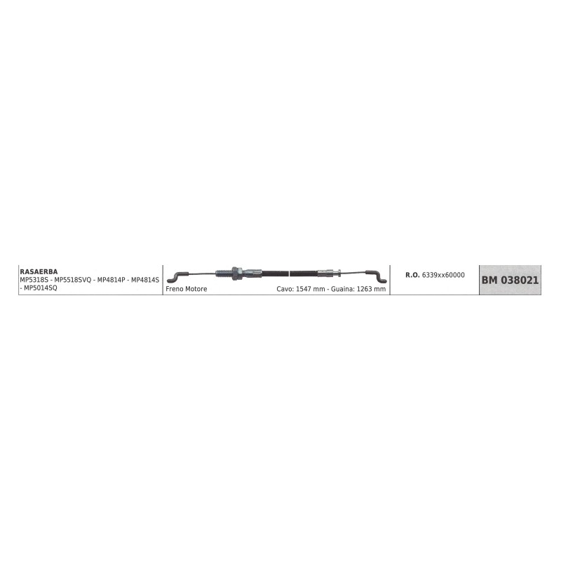 Motorbremskabel MAORI Rasenmäher MP5318S - MP5518SVQ Kabel 1547 mm Ummantelung 1263 mm