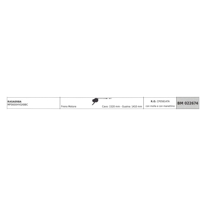 MAORI Rasenmähermotor-Bremskabel MP5600HVQXBBC Kabel 1520 mm Ummantelung 1410 mm