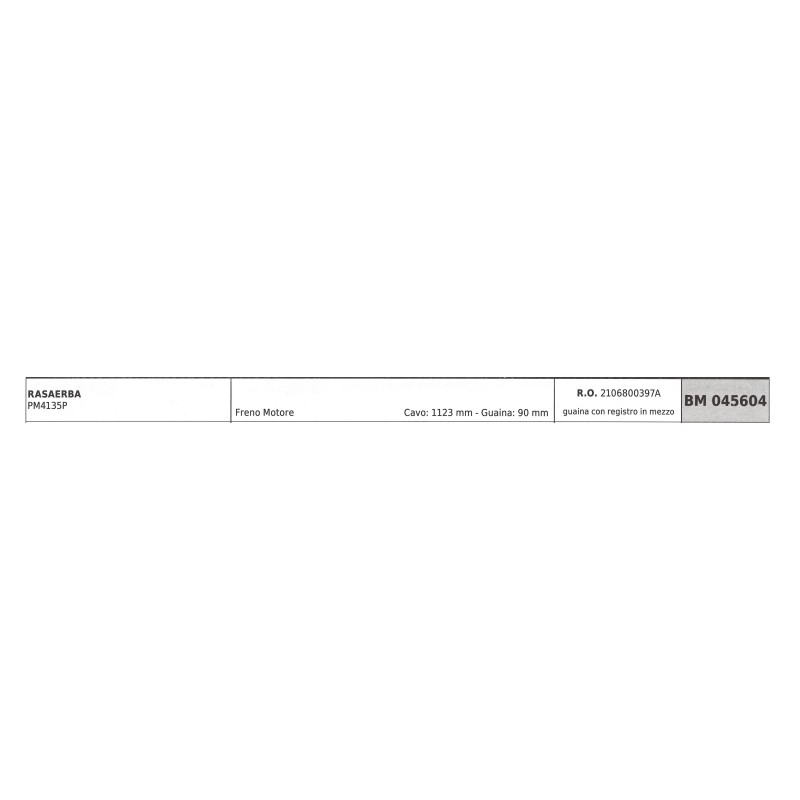 Motorbremskabel MOWOX Rasenmäher PM4135P Kabel 1123 mm Hülle 90 mm mit Register